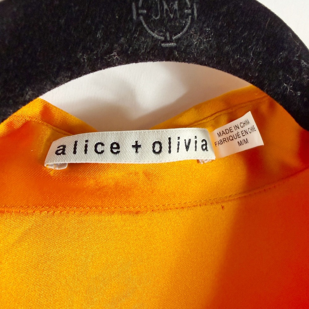Alice + Olivia Finely Oversized Button Down Shirt Tangerine Orange Women Size M - Picture 9 of 11